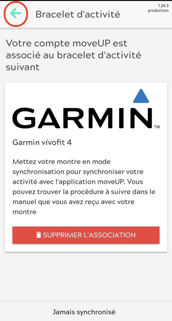 Couplage du bracelet d'activité